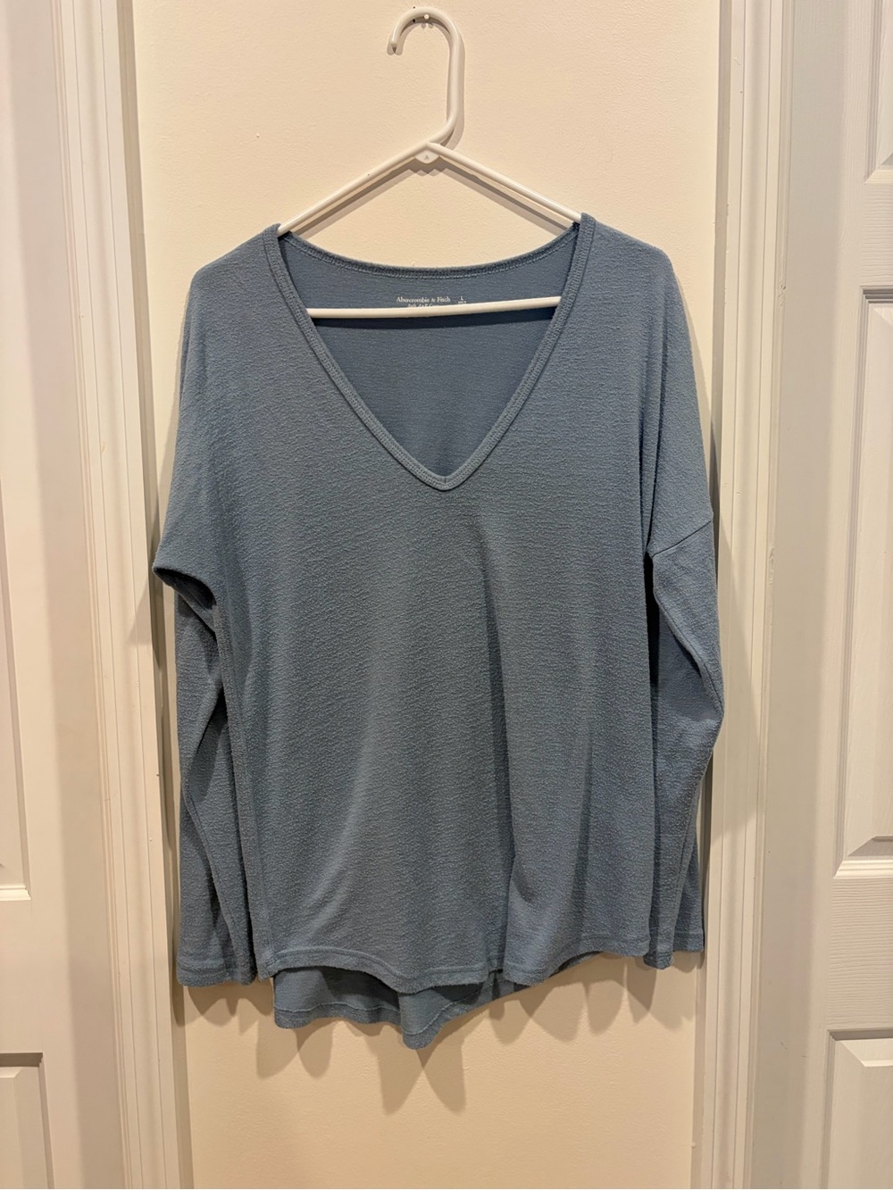Abercrombie & Fitch Dusty Blue V-Neck Long Sleeve Top
